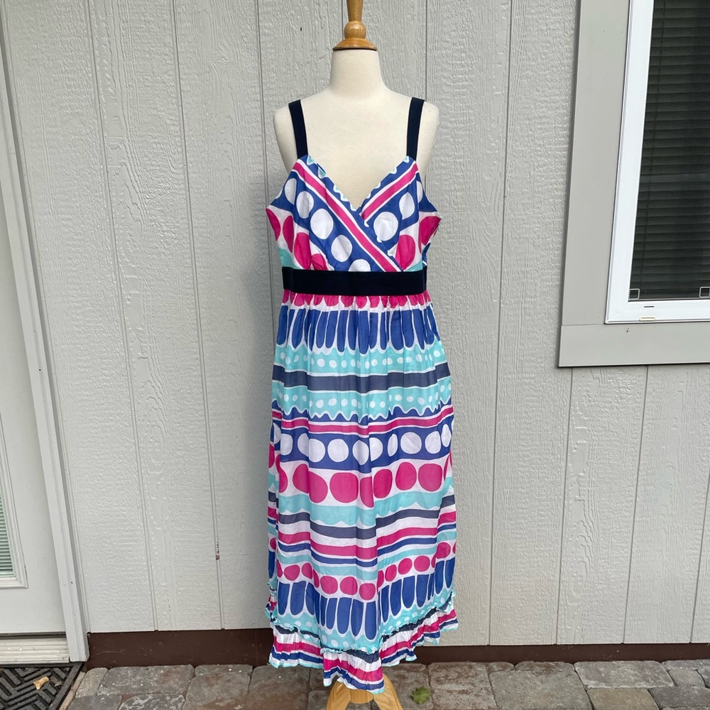 Vineyard Vines Blue and Pink Patterned Maxi Dress Size 16